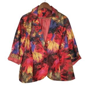 New Directions Women Color Splash Art To Wear Plus Size Blazer 2X